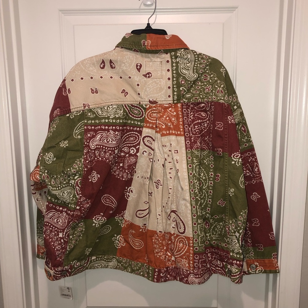 New Free People We The Free Opal Swing Bandanna Printed Denim Jacket Coat XL - Picture 7 of 7